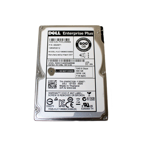 WXCG9 Dell EqualLogic 600GB 10K 6Gbps SAS 2.5" HDD - 0B24671, HUC106060CSS600