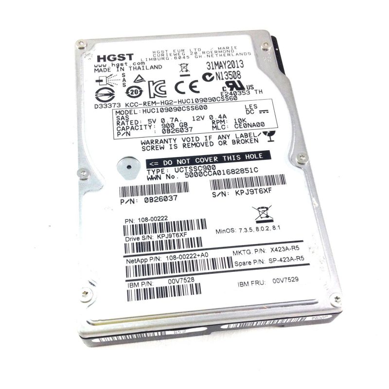 00V7529 IBM 900GB 10K 6Gbps SAS 2.5" HDD for N-Series - 00V7528, HUC109090CSS600, 2857-4102